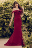 Load image into Gallery viewer, en skulder havfrue burgunder ball kjole