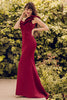 Load image into Gallery viewer, en skulder havfrue burgunder ball kjole