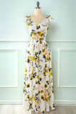 hvit floral maxi boho sommer kjole