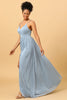 Load image into Gallery viewer, Dusty Blue A-Line Long Chiffon brudepike kjole med spalte