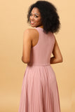 Blush Long Chiffon Plissert brudepike kjole med spalte