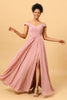 Load image into Gallery viewer, Ruffles Chiffon Pink brudepike kjole med spalte