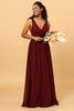 Load image into Gallery viewer, A-line Chiffon Burgund brudepike kjole