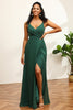 Load image into Gallery viewer, Mørkegrønn spaghetti stropper brudepike kjole med blonder