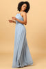 Load image into Gallery viewer, Halter Chiffon Blue brudepike kjole med volanger