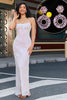 Load image into Gallery viewer, Trendy rosa skjede Spaghetti stropper Split Front Prom kjole med tilbehør