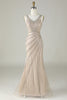 Load image into Gallery viewer, Sparkly Champagne Beaded Mermaid Long Prom Dress med Wrap