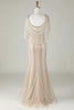 Load image into Gallery viewer, Sparkly Champagne Beaded Mermaid Long Prom Dress med Wrap