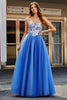 Load image into Gallery viewer, Royal Blue A-Line Sweetheart Broken Mirrors Stroppeløs korsett Long Prom Dress