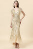 Load image into Gallery viewer, Havfrue V Neck Golden Beaded lang formell kjole