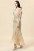 Load image into Gallery viewer, Havfrue V Neck Golden Beaded lang formell kjole