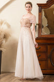 Blush Beading A Line Sparkly Evening Wear