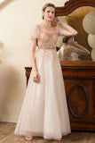 Blush Beading A Line Sparkly Evening Wear