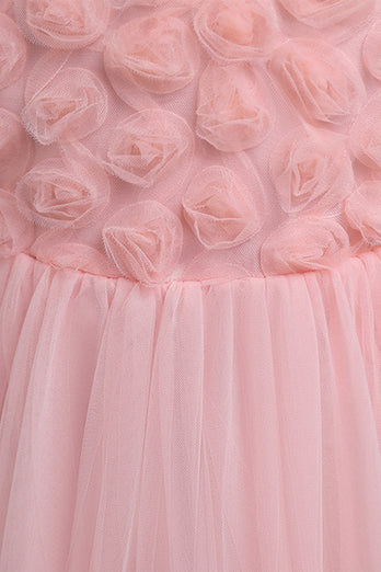 rosa blomst jente kjole med bowknot