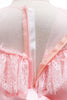 Load image into Gallery viewer, rosa illusjon rund hals blomst jente kjole med blonder