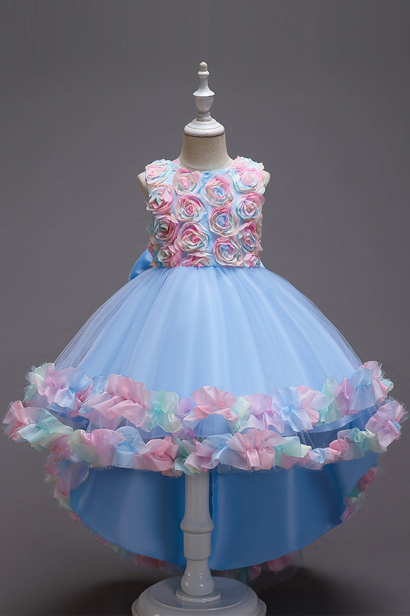 Load image into Gallery viewer, rosa blomst jente kjole med blomster og bowknot