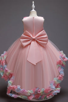 rosa blomst jente kjole med blomster og bowknot