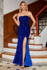 Load image into Gallery viewer, Royal Blue Mermaid paljetter Prom kjole med Slit