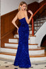 Load image into Gallery viewer, Royal Blue Mermaid paljetter Prom kjole med Slit