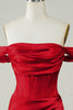 Load image into Gallery viewer, Rød av skulderen asymmetrisk stram kort hjemkomstkjole
