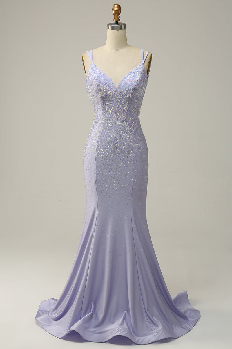 Load image into Gallery viewer, Lavendel havfrue perle glitrende ballkjole