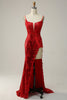 Load image into Gallery viewer, Slire Spaghetti stropper Red Long Prom Kjole med Split Front