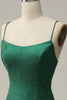 Load image into Gallery viewer, Havfrue spaghetti stropper mørkegrønn lang ballkjole med perle