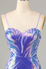 Load image into Gallery viewer, Lilla spaghettistropper paljett bodycon hjemkomstkjole