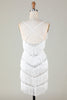 Load image into Gallery viewer, Hvit Bodycon V-hals Cross Back Dusk Homecoming kjole