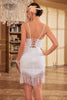Load image into Gallery viewer, Bodycon Spaghetti stropper Blå paljetter 1920-tallet kjole med dusk