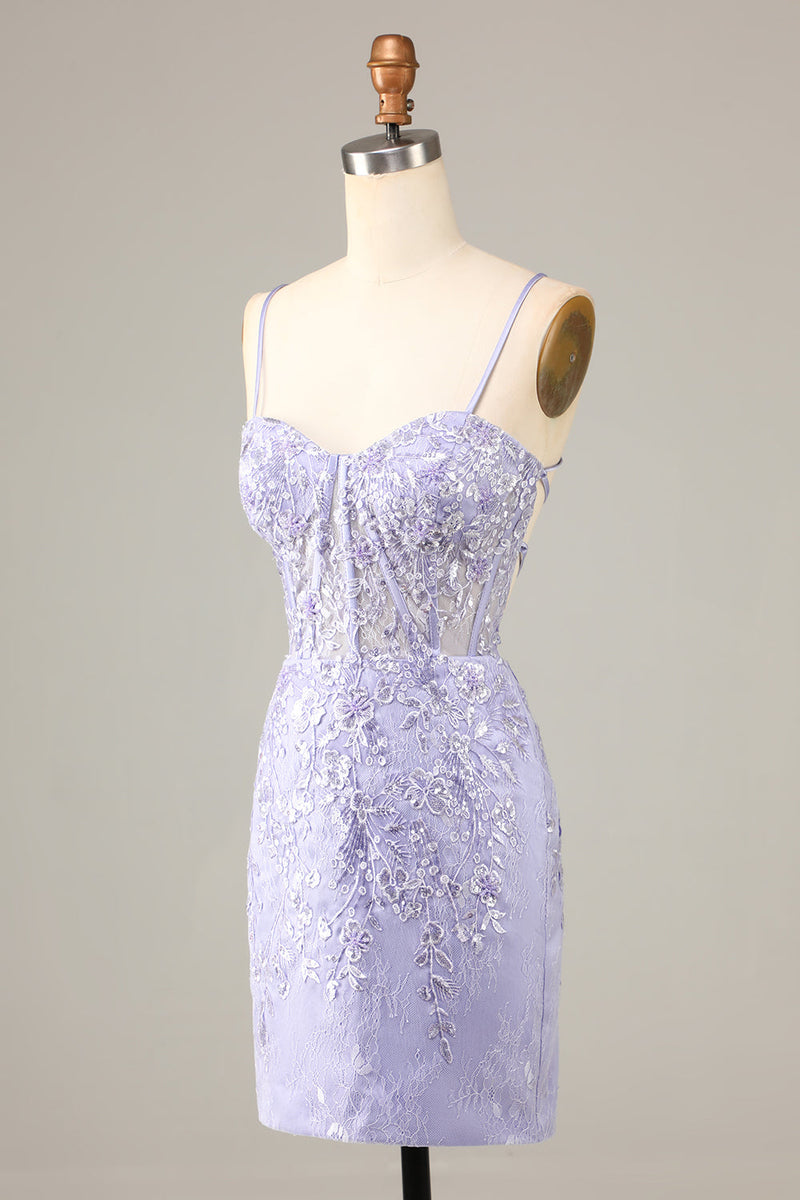 Load image into Gallery viewer, Pretty Bodycon Corset Homecoming kjole med blonder detalj