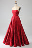 Load image into Gallery viewer, Elegant Princess A-Line stroppeløs mørk rød lang ballkjole med 3D-blomster