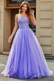 Stunning A Line Strapless Lilac Long Prom Dress med Beading