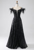 Load image into Gallery viewer, A-Line Cold Shoulder Sequins Long Prom Dress med Slit