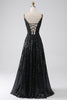 Load image into Gallery viewer, A-Line Cold Shoulder Sequins Long Prom Dress med Slit