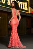 Load image into Gallery viewer, Sjarmerende Coral Mermaid Deep V Neck Sparkly Sequin Prom kjole med tilbehør