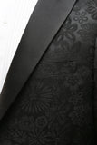 Peak Lapel Black Jacquard Menns Prom Drakter