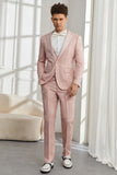 Silm Fit Peak Lapel Light Pink Jacquard Men's Homecoming Suits