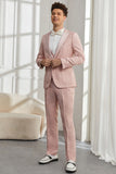 Silm Fit Peak Lapel Light Pink Jacquard Men's Homecoming Suits