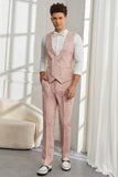 Silm Fit Peak Lapel Light Pink Jacquard Men's Homecoming Suits