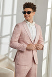 Silm Fit Peak Lapel Light Pink Jacquard Men's Homecoming Suits