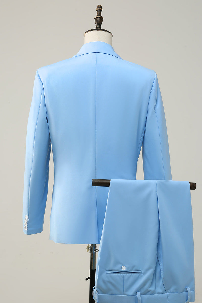Load image into Gallery viewer, Peak Lapel Single Breasted Sky Blue Menns Prom Suits