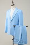 Peak Lapel Single Breasted Sky Blue Menns Prom Suits