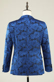 Peak Lapel Jacquard Royal Blue Single Breasted Menns Prom Blazer