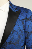 Peak Lapel Jacquard Royal Blue Single Breasted Menns Prom Blazer