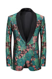 Grønt sjal jakke jacquard blomstermønster menn hjemkomstdress jakke blazer