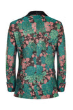 Grønt sjal jakke jacquard blomstermønster menn hjemkomstdress jakke blazer