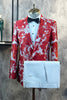 Load image into Gallery viewer, Red Floral Jacquard 2 Piece Menn Prom Suits