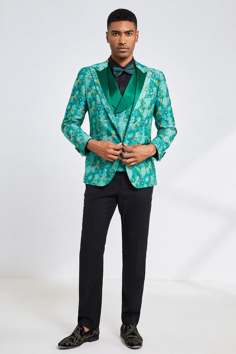 Load image into Gallery viewer, Green Peak Lapel 3 Piece Menns Wedding Suits
