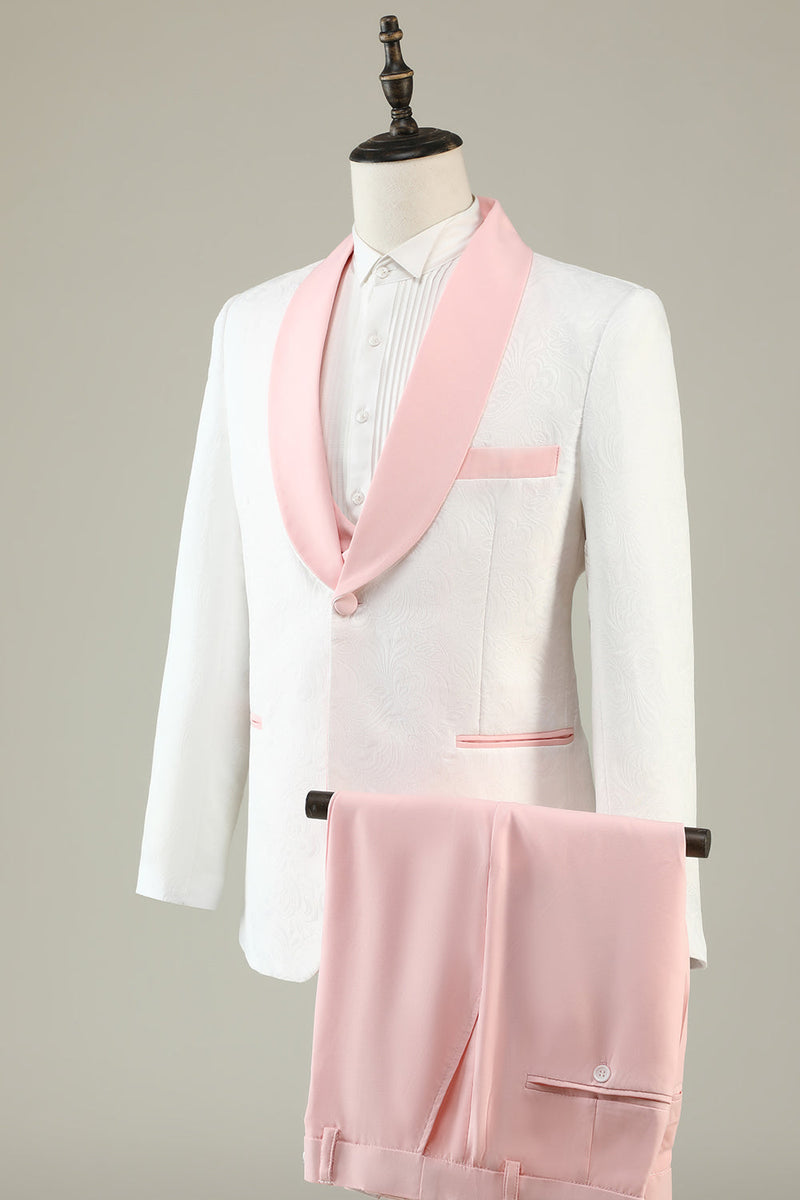 Load image into Gallery viewer, Lys rosa sjal lapel 3 stykke menn Prom Suits